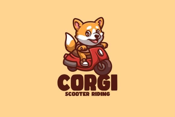 Download Corgi Scooter Riding Cartoon Illustratio - Cartoon Collection