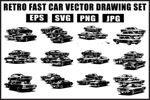Download Retro Black Car Vector Pack - Black Collection