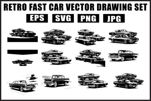 Download Retro Black Car Vector Pack - Black Collection