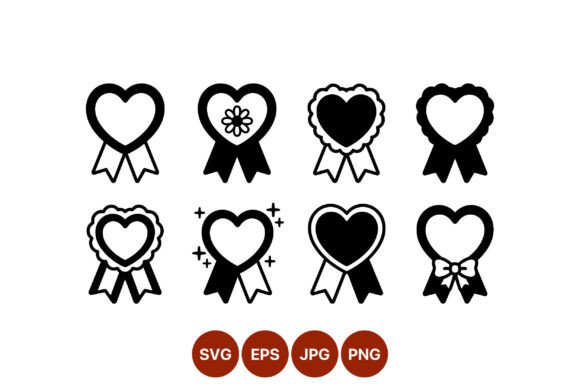 Download Heart Ribbon Award Icons Black White - Black Collection