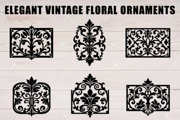 Download Black Vintage Floral Ornament Set - Black Collection