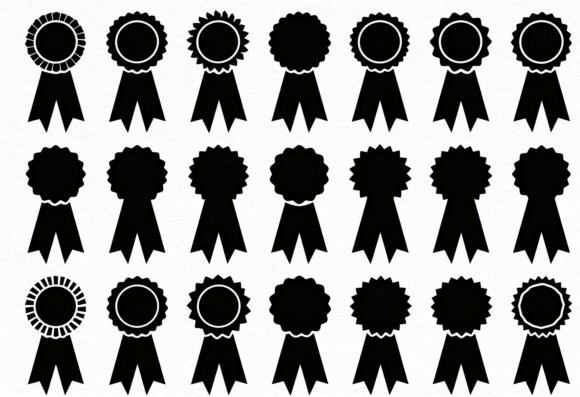 Download Award Ribbons SVG Icons Black Silhouette - Black Collection