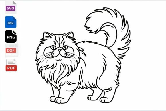 Download Persian Cat Outline SVG Clipart - Outline svg clipart Collection