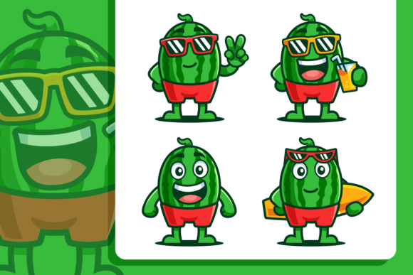 Download Watermelon Summer Cartoon Character Set - Cartoon Collection