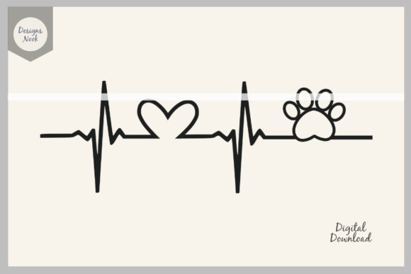 Download Paw Print Heartbeat Outline SVG Clipart - Outline svg clipart Collection