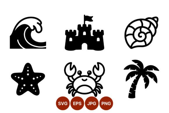 Download Beach Icons Set Black and White Vector - Premium Resources