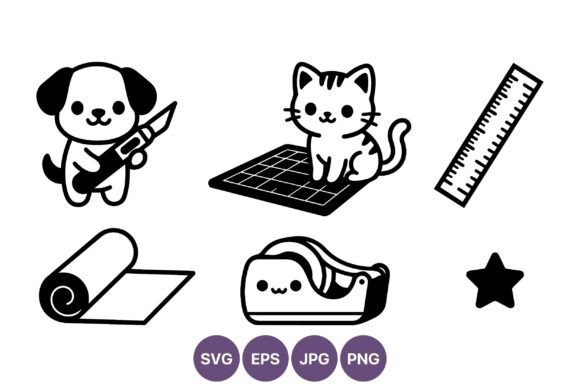 Download Cute Cartoon Dog and Cat Craft Supplies - Cartoon Collection