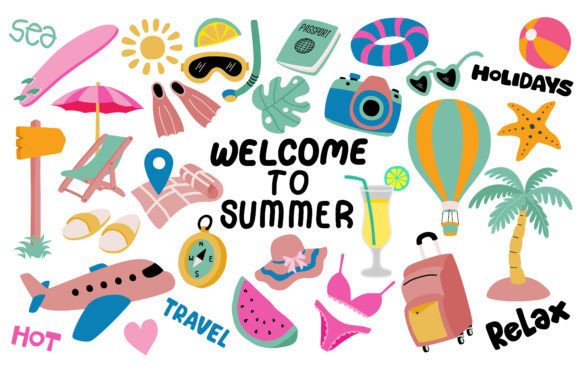 Download Cartoon Summer Elements Set. - Cartoon Collection