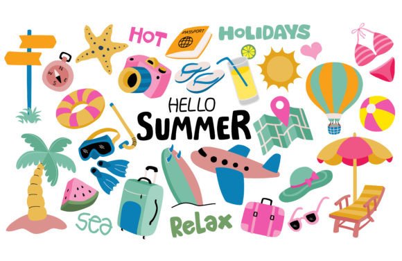 Download Cartoon Summer Elements Set. - Cartoon Collection