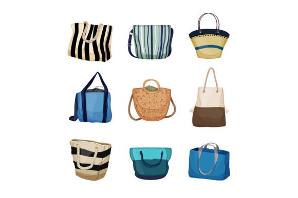 Download Beach Bag Set Cartoon Vector - Cartoon Collection