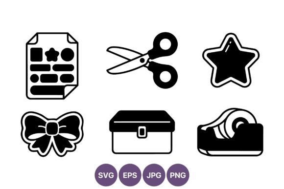 Download Craft Supplies Black White Vector Icons - Black Collection