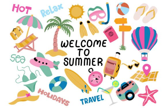 Download Cartoon Summer Elements Set. - Cartoon Collection
